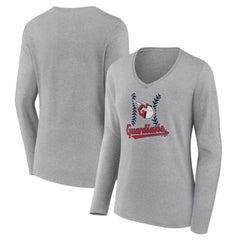 Cleveland Guardians Women's Fastball Long Sleeve V-Neck T-Shirt Outlet