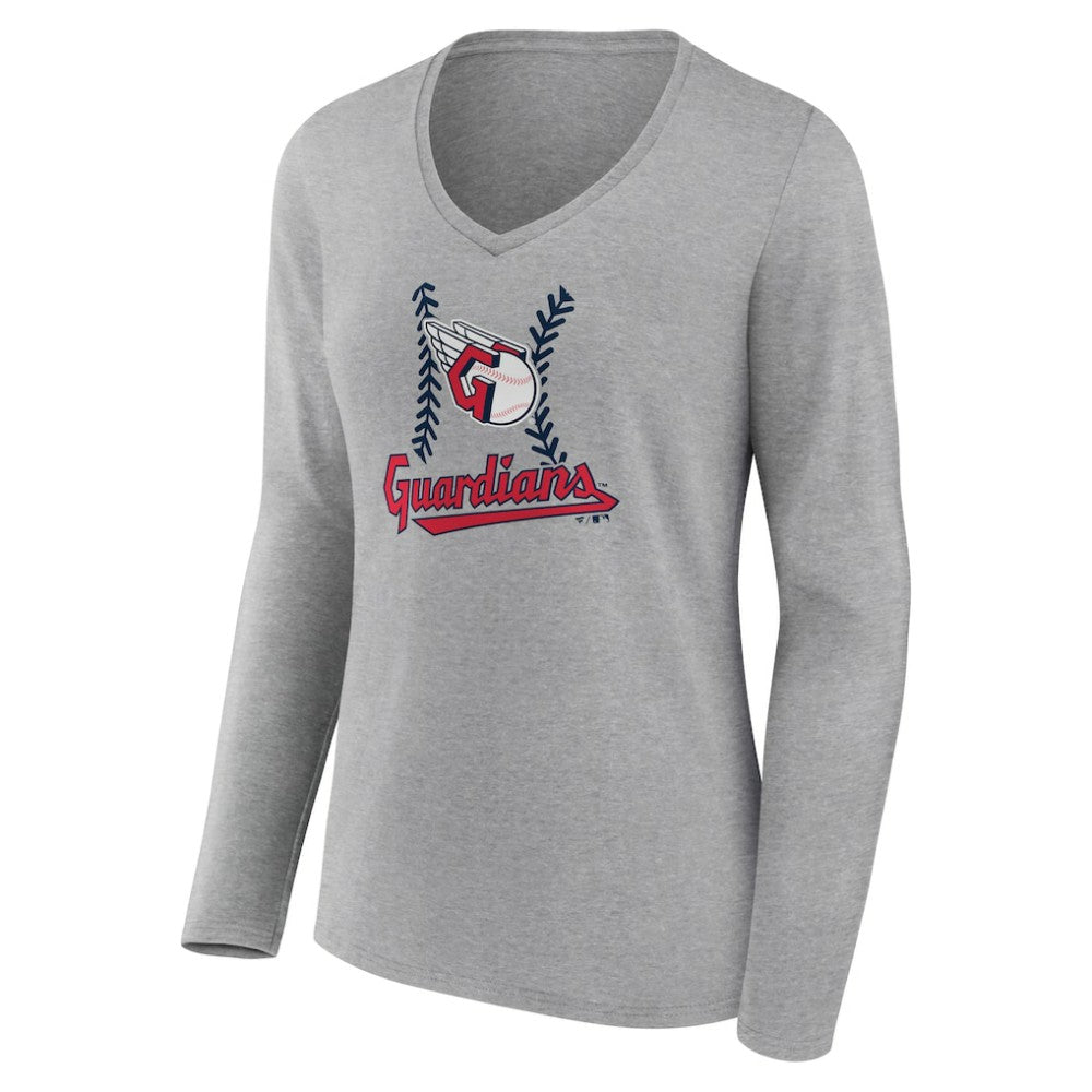 Cleveland Guardians Women's Fastball Long Sleeve V-Neck T-Shirt Outlet