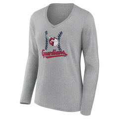 Cleveland Guardians Women's Fastball Long Sleeve V-Neck T-Shirt Outlet