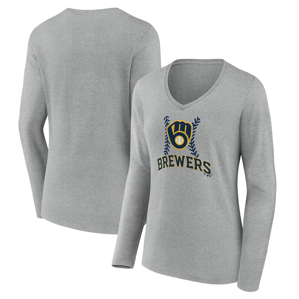 Milwaukee Brewers Women's Fastball Long Sleeve V-Neck T-Shirt Outlet