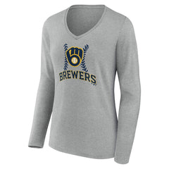 Milwaukee Brewers Women's Fastball Long Sleeve V-Neck T-Shirt Outlet