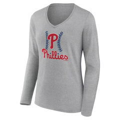 Philadelphia Phillies Women's Fastball Long Sleeve V-Neck T-Shirt Sale