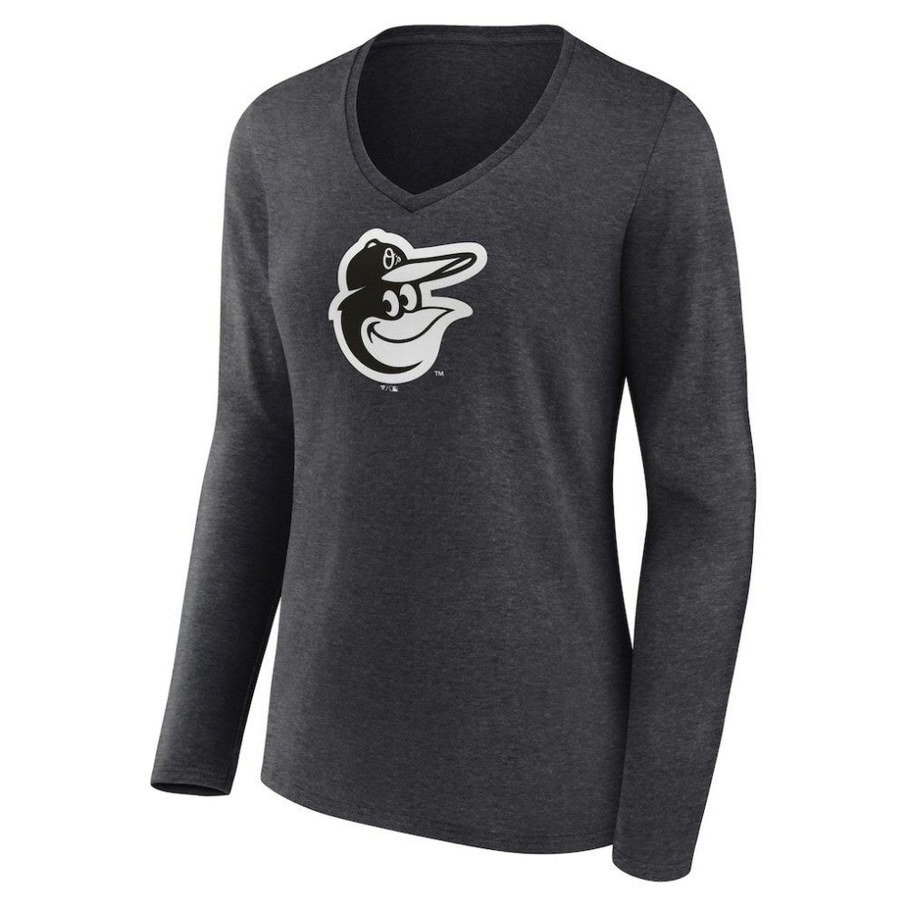 Baltimore Orioles Women's Monochrome Long Sleeve V-Neck T-Shirt Near Me