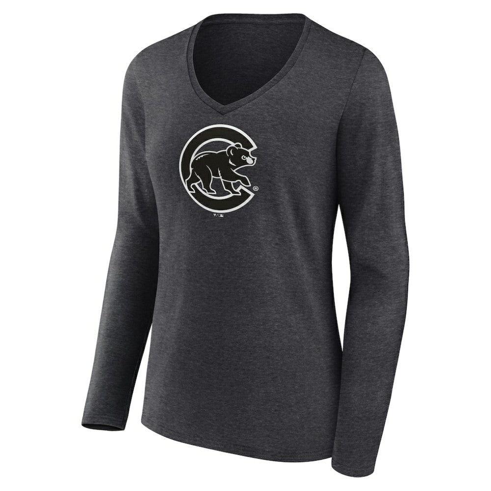 Chicago Cubs Women's Monochrome Long Sleeve V-Neck T-Shirt Near Me