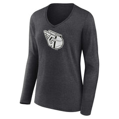 Cleveland Guardians Women's Monochrome Long Sleeve V-Neck T-Shirt Outlet
