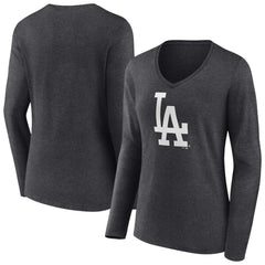 Los Angeles Dodgers Women's Monochrome Long Sleeve V-Neck T-Shirt Online