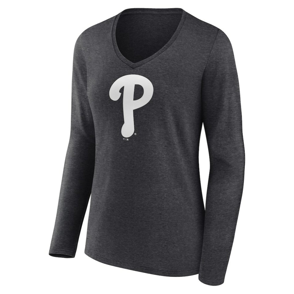 Philadelphia Phillies Women's Monochrome Long Sleeve V-Neck T-Shirt Outlet