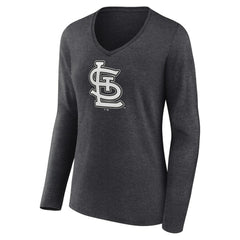 St. Louis Cardinals Women's Monochrome Long Sleeve V-Neck T-Shirt Sale