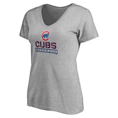 Chicago Cubs Women's Evanston Stencil V-Neck T-Shirt Sale