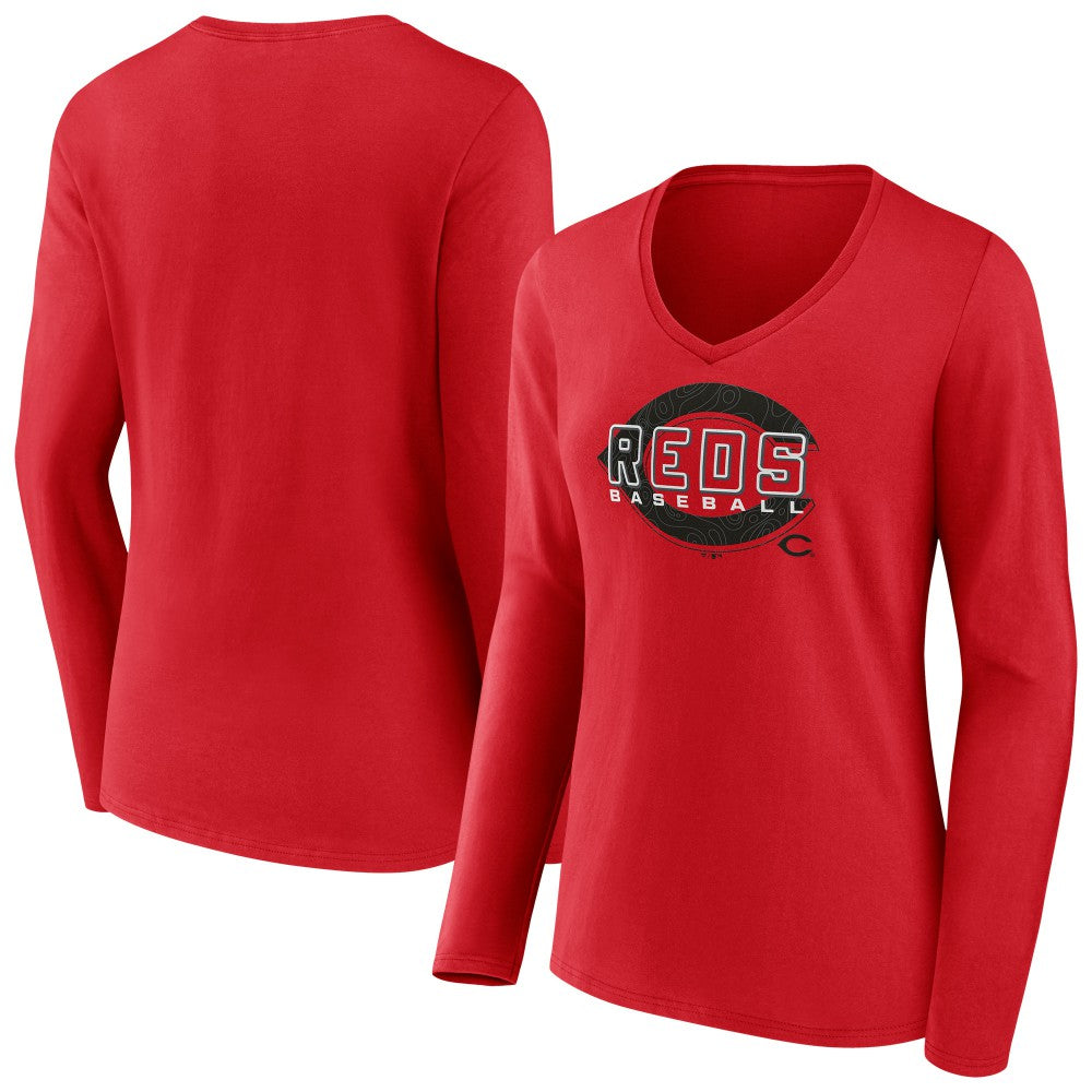 Cincinnati Reds Women's Stellar Long Sleeve V-Neck T-Shirt Outlet