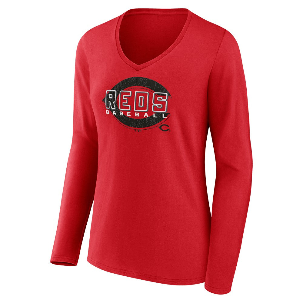 Cincinnati Reds Women's Stellar Long Sleeve V-Neck T-Shirt Outlet