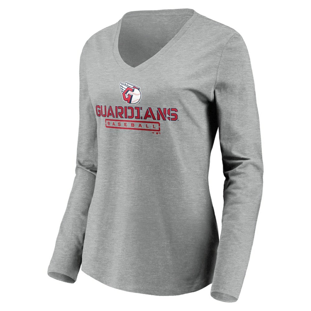Cleveland Guardians Women's Evanston Stencil Long Sleeve V-Neck T-Shirt Online
