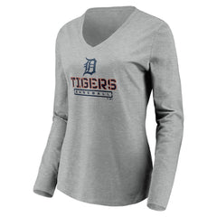 Detroit Tigers Women's Evanston Stencil Long Sleeve V-Neck T-Shirt Sale