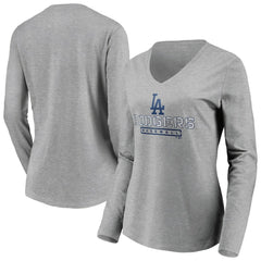 Los Angeles Dodgers Women's Evanston Stencil Long Sleeve V-Neck T-Shirt Online