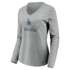 Los Angeles Dodgers Women's Evanston Stencil Long Sleeve V-Neck T-Shirt Online