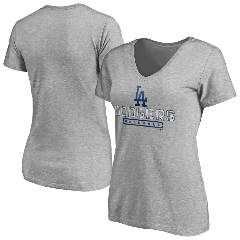 Los Angeles Dodgers Women's Evanston Stencil V-Neck T-Shirt Outlet
