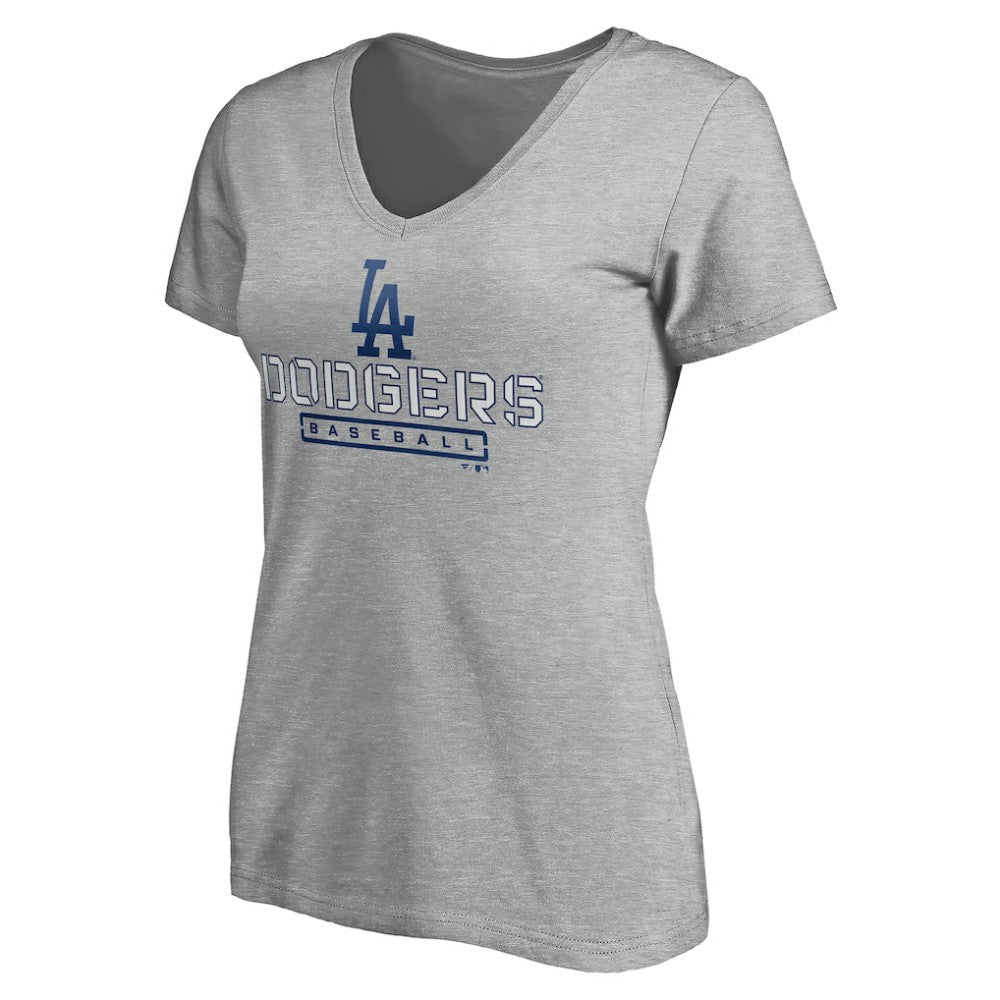 Los Angeles Dodgers Women's Evanston Stencil V-Neck T-Shirt Outlet