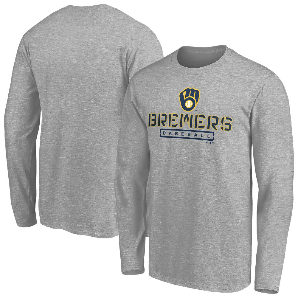 Milwaukee Brewers Evanston Stencil Long Sleeve T-Shirt Outlet