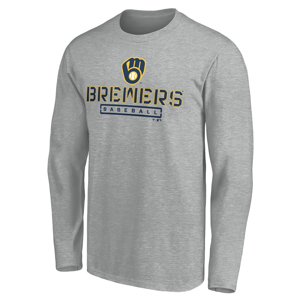 Milwaukee Brewers Evanston Stencil Long Sleeve T-Shirt Outlet