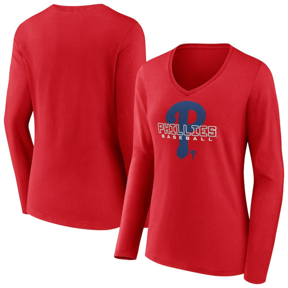 Philadelphia Phillies Women's Stellar Long Sleeve V-Neck T-Shirt Discount
