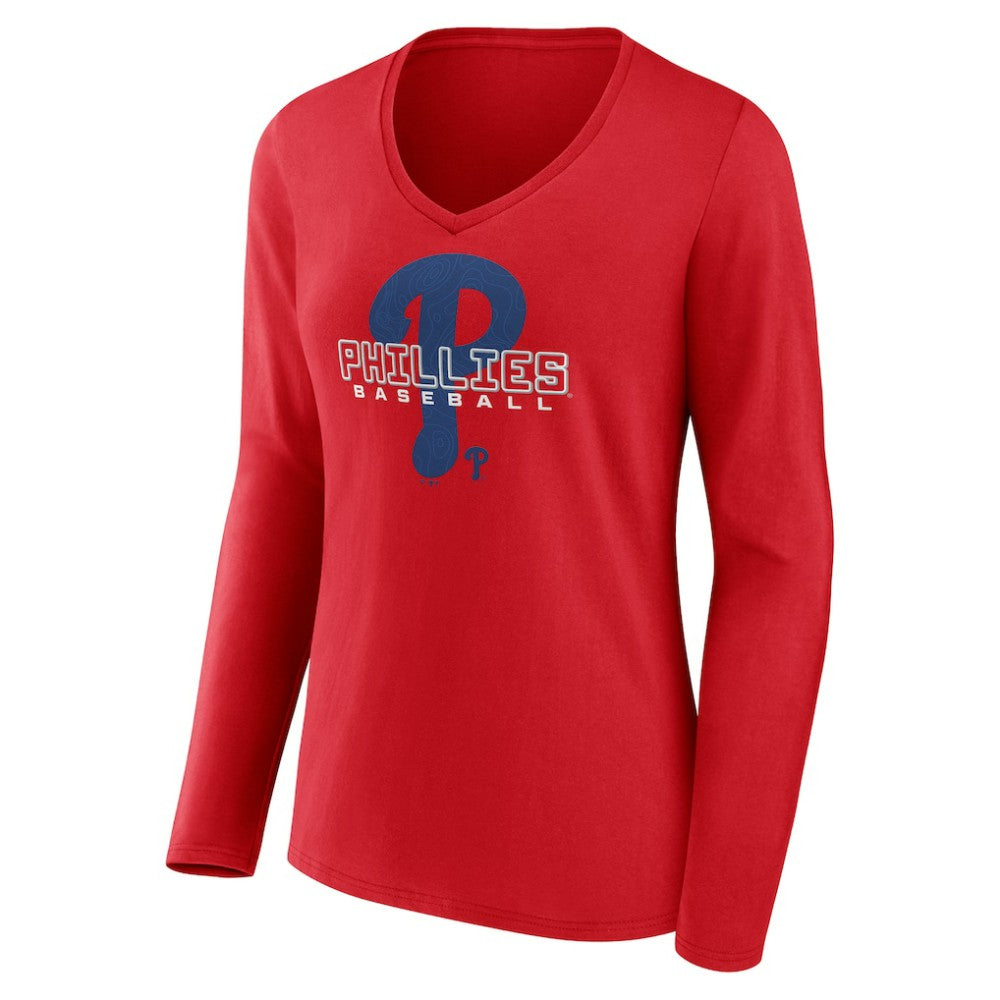 Philadelphia Phillies Women's Stellar Long Sleeve V-Neck T-Shirt Discount