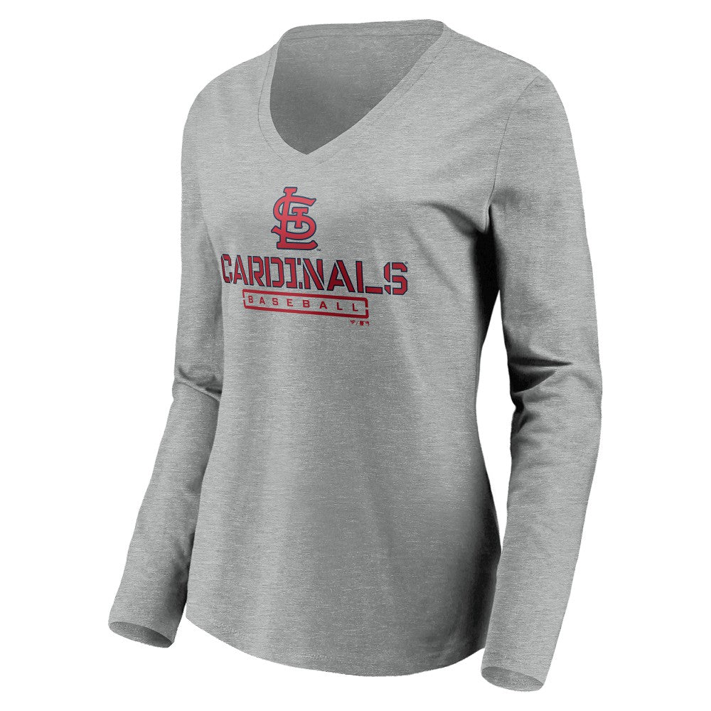 St. Louis Cardinals Women's Evanston Stencil Long Sleeve V-Neck T-Shirt Outlet