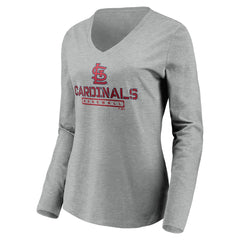 St. Louis Cardinals Women's Evanston Stencil Long Sleeve V-Neck T-Shirt Outlet