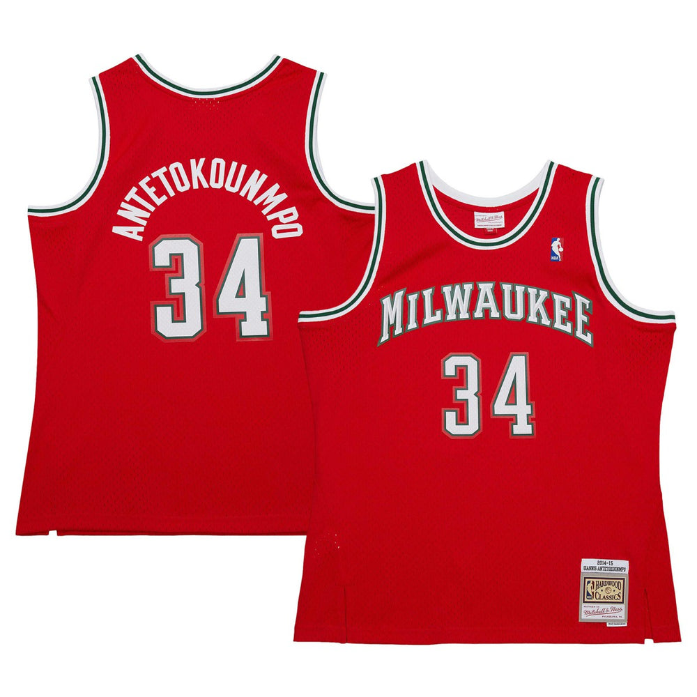 Mitchell & Ness Giannis Antetokounmpo Milwaukee Bucks 2014/15 Hardwood Classics Swingman Jersey Red