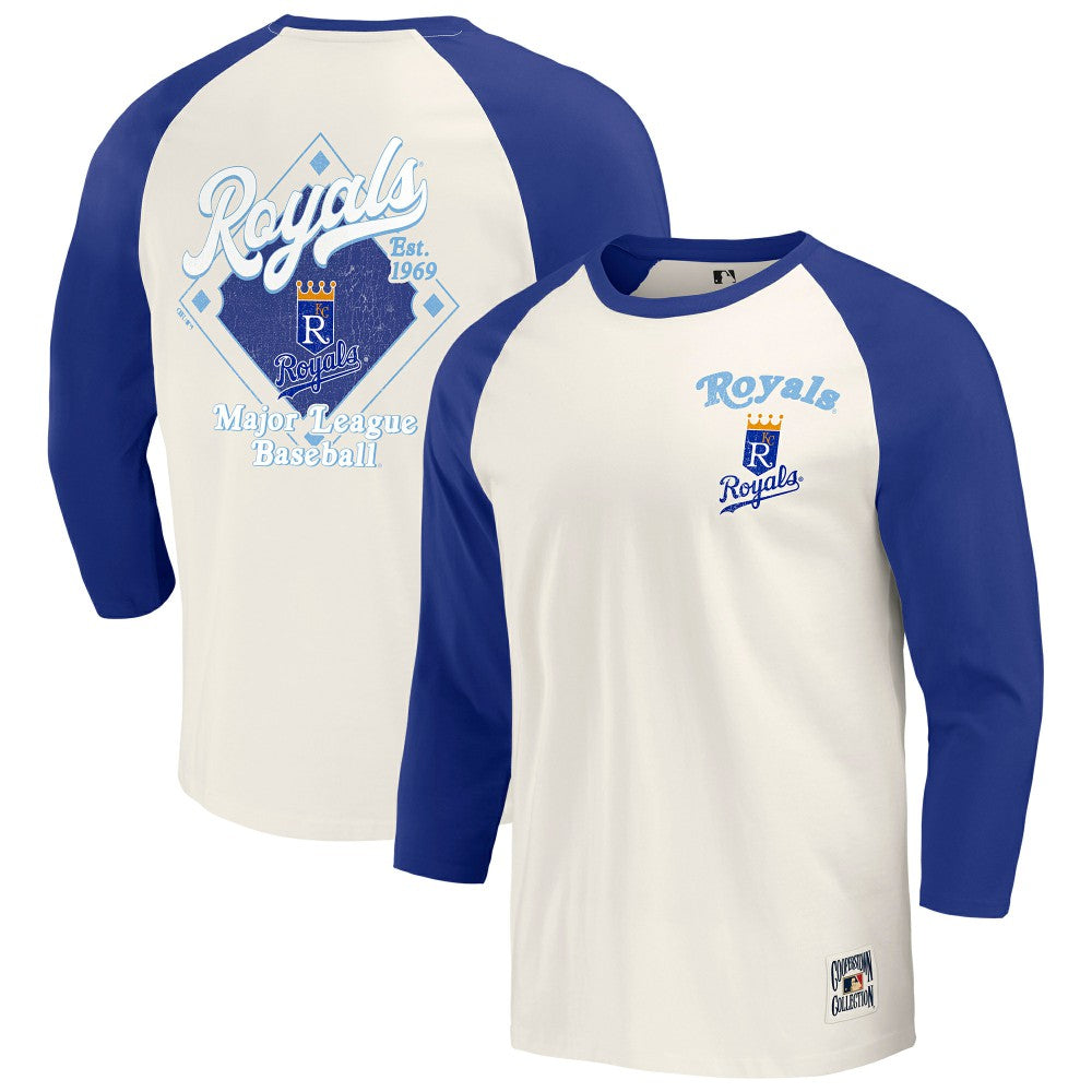 Kansas City Royals Darius Rucker Collection by Fanatics Cooperstown Collection Raglan 3/4-Sleeve T-Shirt Outlet