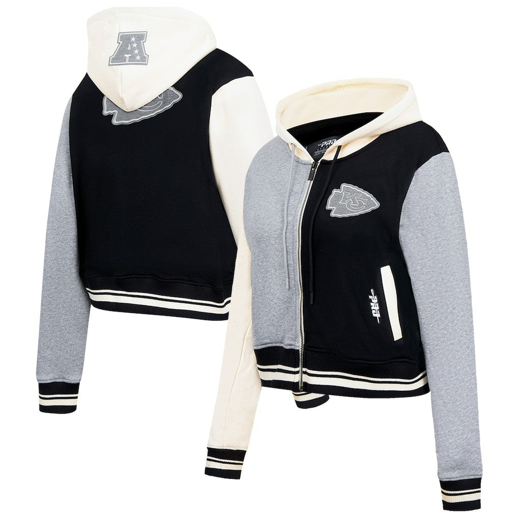 Kansas City Chiefs Pro Standard Women's Reverse French Terry Colorblock Full-Zip Hoodie - Gray - NFL