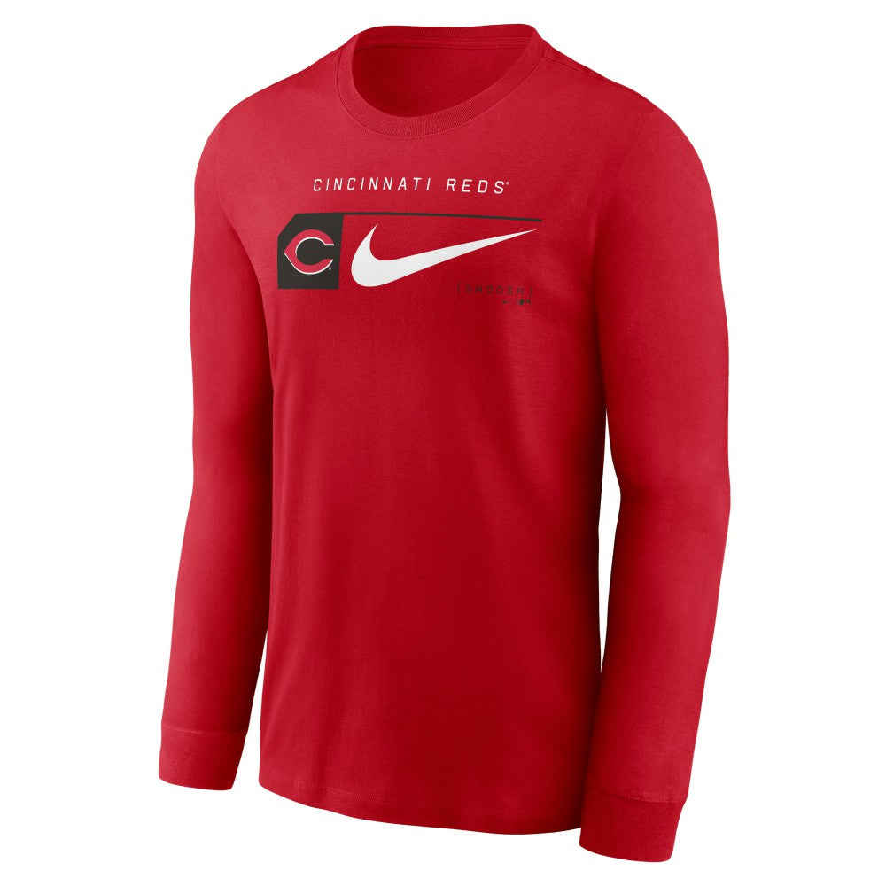 Cincinnati Reds Nike Local Logo Swoosh Lockup Long Sleeve T-Shirt Near Me