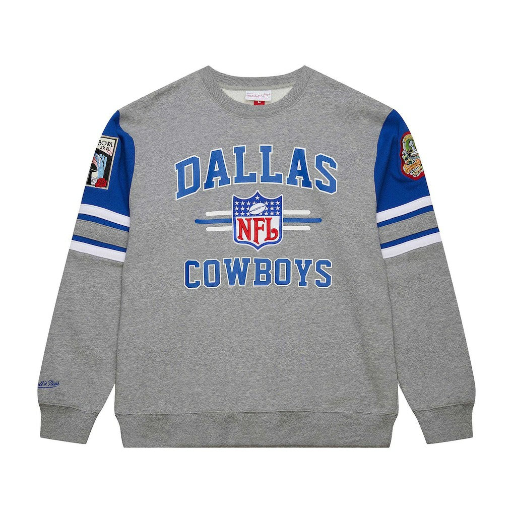 Dallas Cowboys Vintage Logo Pullover Sweatshirt - Heather Gray - Mitchell & Ness