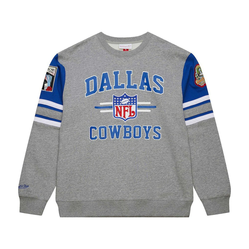 Dallas Cowboys Vintage Logo Pullover Sweatshirt - Heather Gray - Mitchell & Ness
