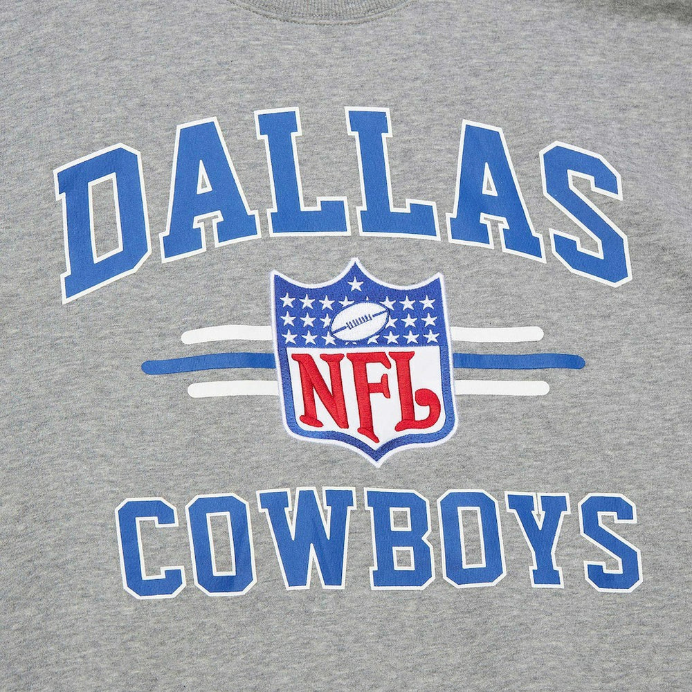 Dallas Cowboys Vintage Logo Pullover Sweatshirt - Heather Gray - Mitchell & Ness