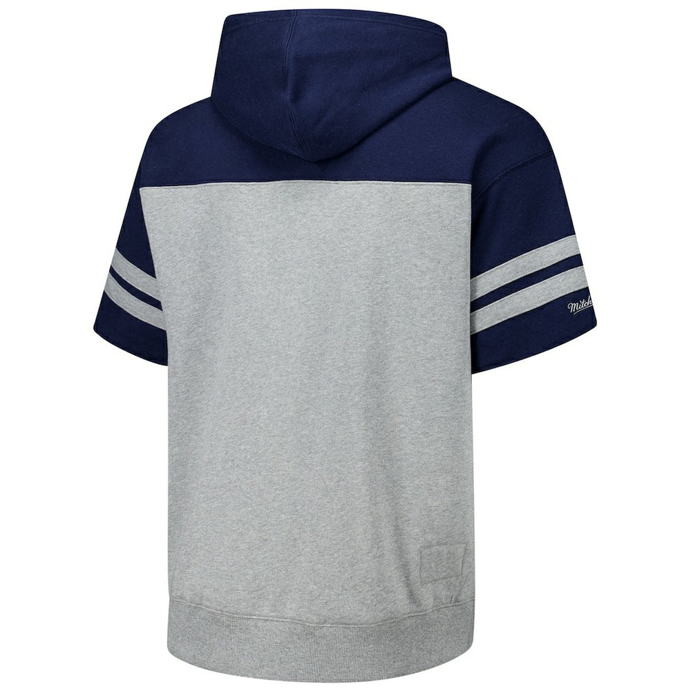 Dallas Cowboys Off Field Vintage Logo Short Sleeve Pullover Hoodie - Gray - Mitchell & Ness