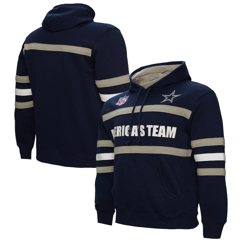 Dallas Cowboys America's Team Head Coach Pullover Hoodie - Navy - Mitchell & Ness