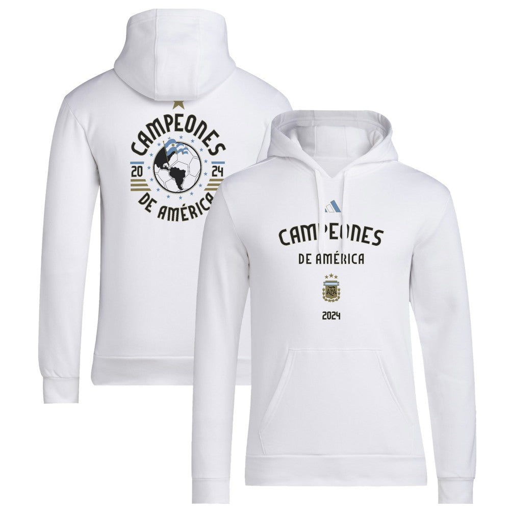 Adidas - Argentina National Team 2024 Copa America Champions Pullover Hoodie - White