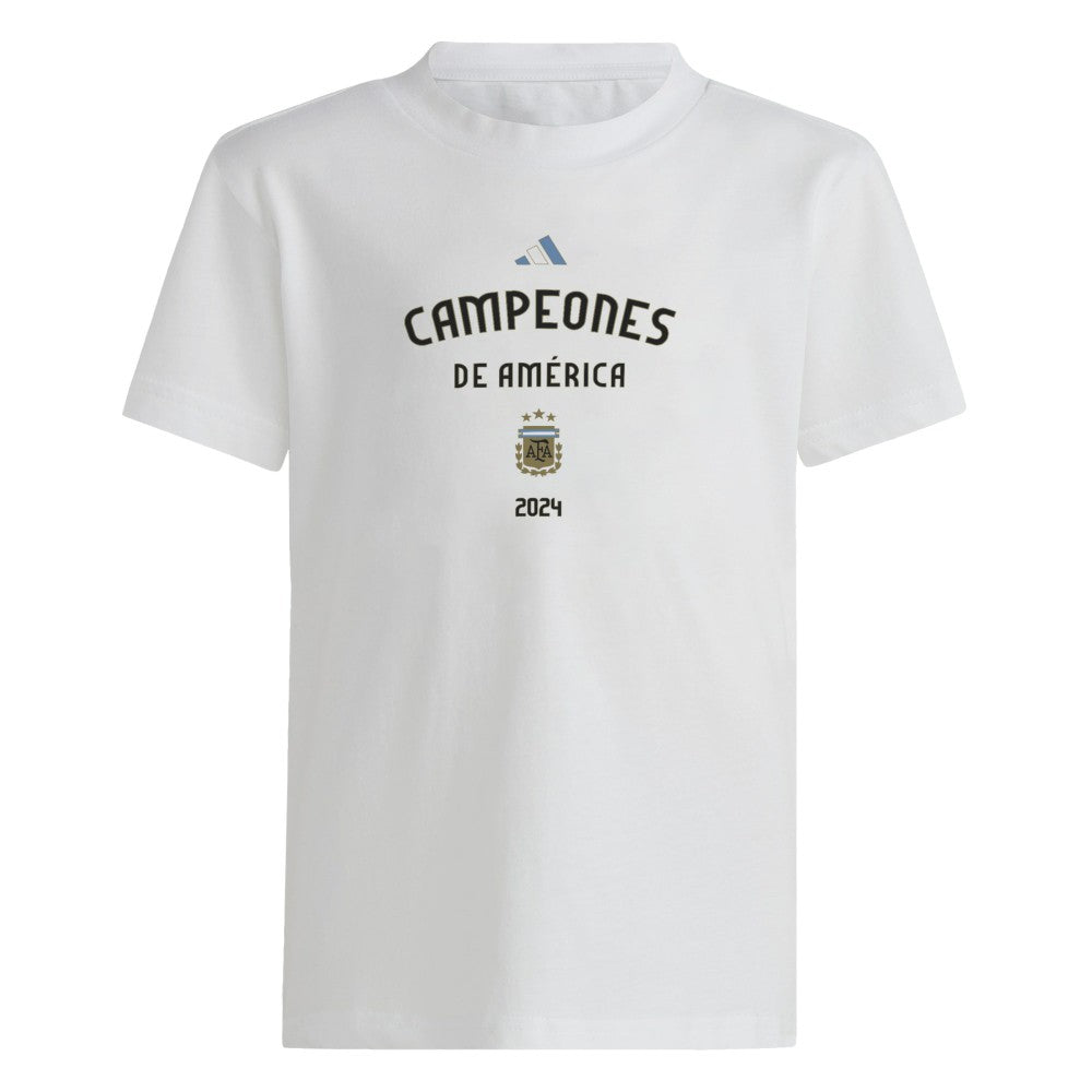 Adidas - Argentina National Team Youth 2024 Copa America Champions T-Shirt - White