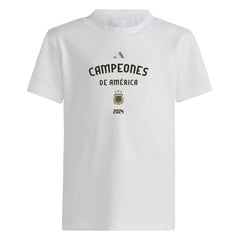 Adidas - Argentina National Team Youth 2024 Copa America Champions T-Shirt - White