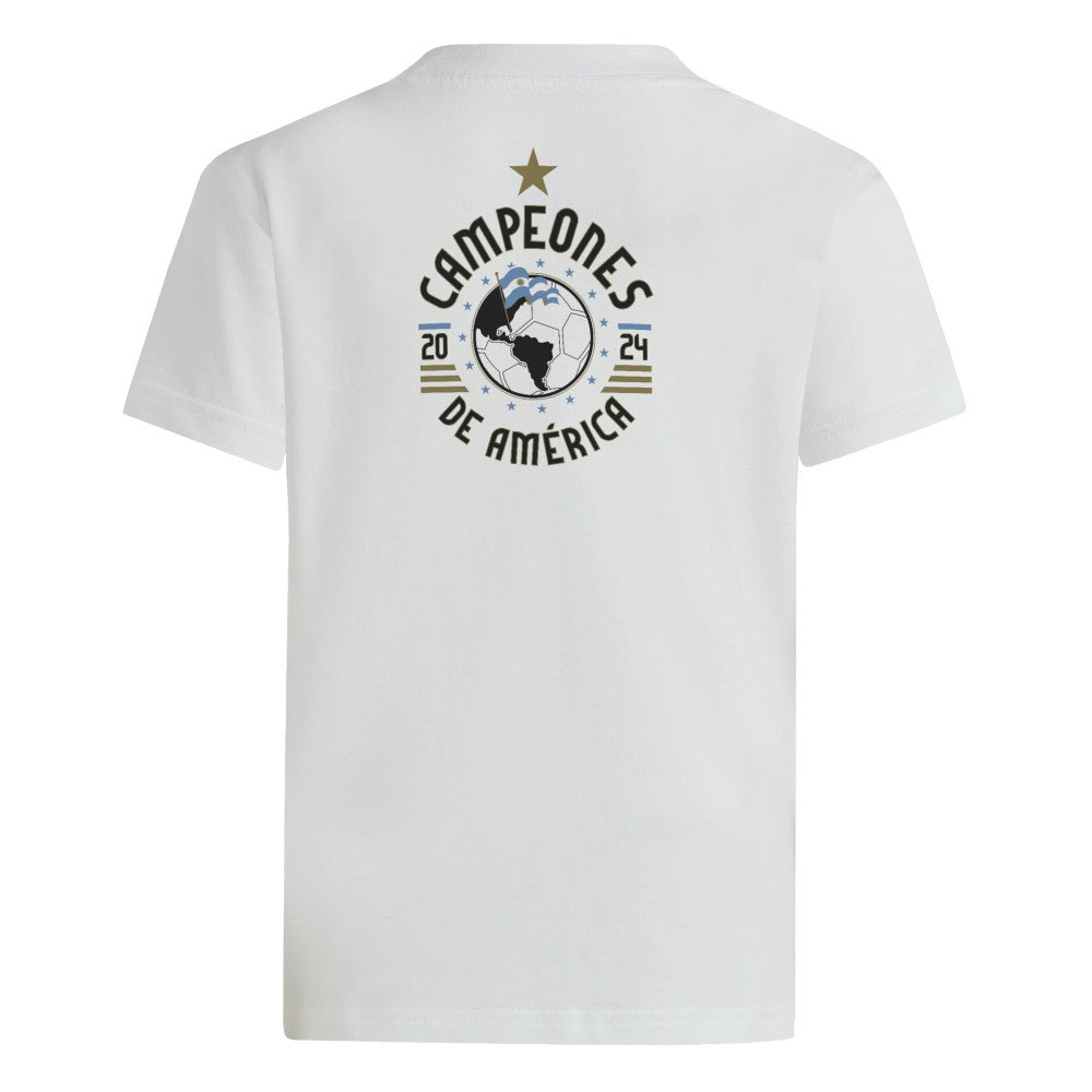 Adidas - Argentina National Team Youth 2024 Copa America Champions T-Shirt - White