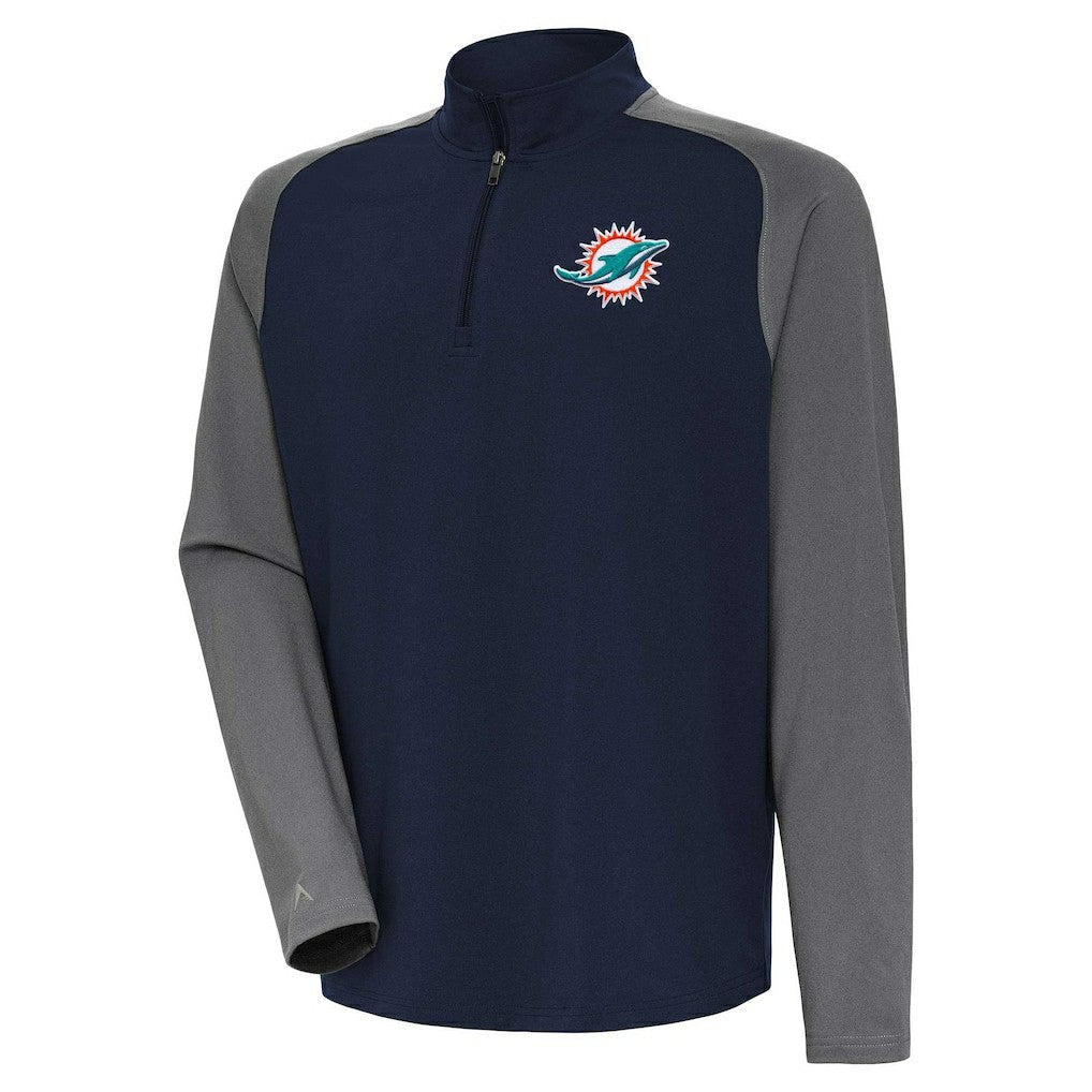Miami Dolphins Antigua Dauntless Quarter-Zip Top - Navy/Gray - NFL