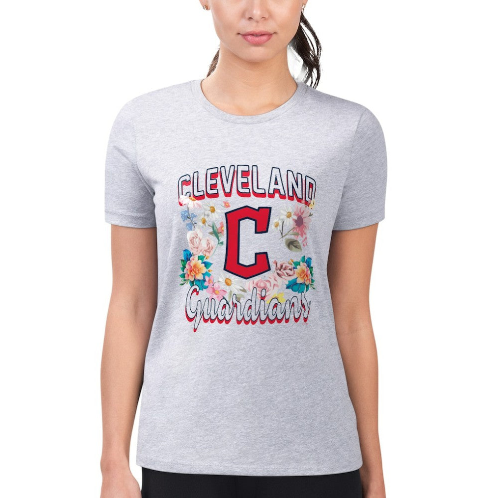 Cleveland Guardians G-III 4Her by Carl Banks Women's Super-Slim Fit Lightweight Flowers Graphic T-Shirt Discount