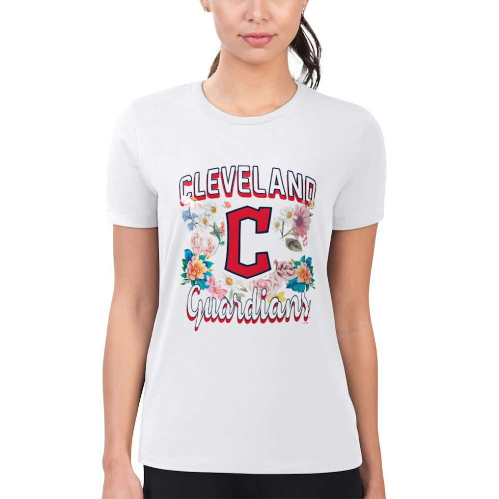 Cleveland Guardians G-III 4Her by Carl Banks Women's Super-Slim Fit Lightweight Flowers Graphic T-Shirt Sale