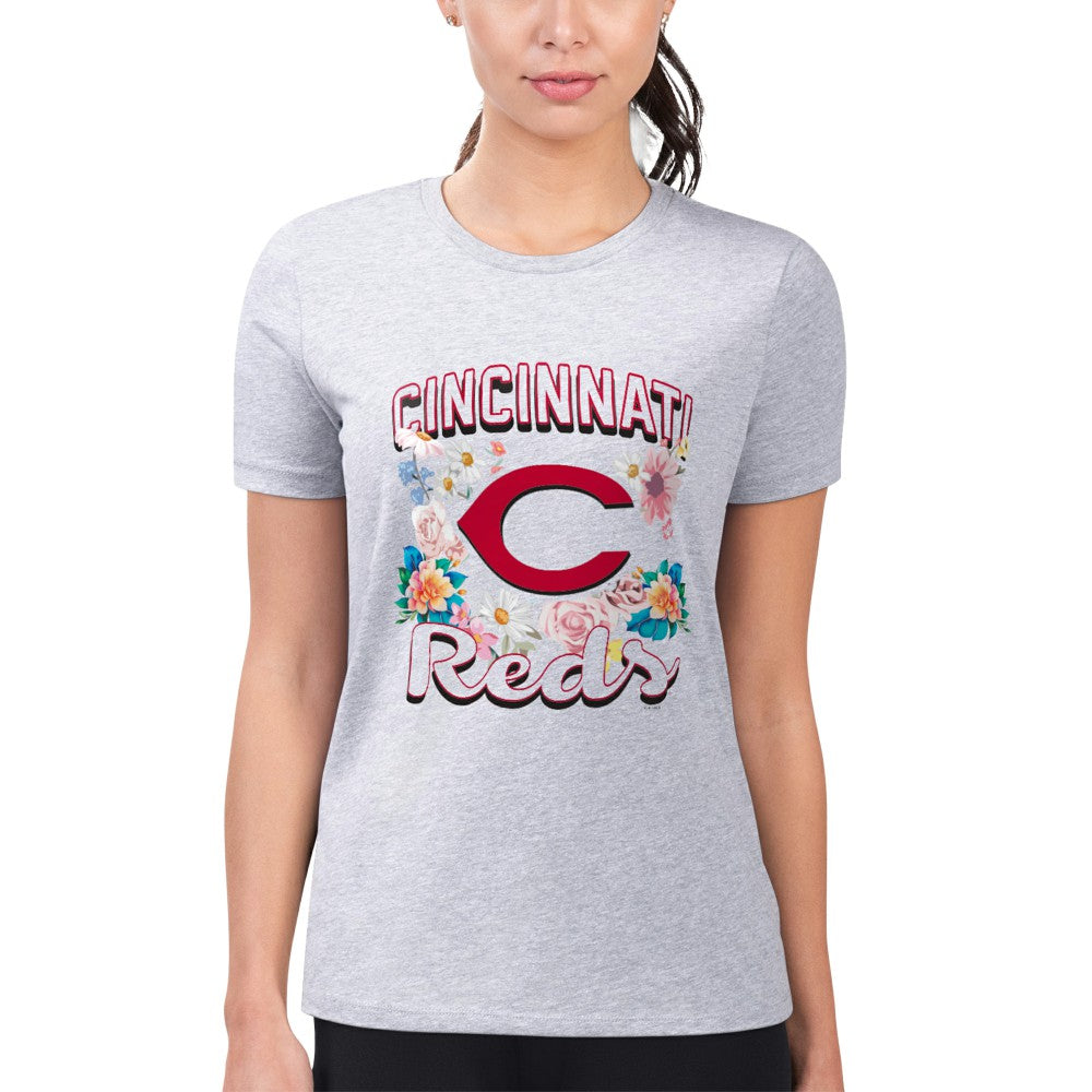 Cincinnati Reds G-III 4Her by Carl Banks Women's Super-Slim Fit Lightweight Flowers Graphic T-Shirt Discount