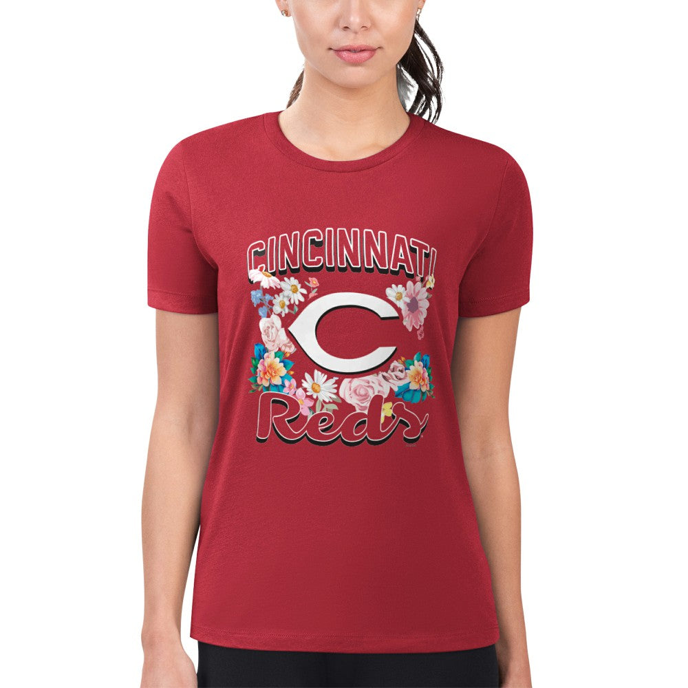 Cincinnati Reds G-III 4Her by Carl Banks Women's Super-Slim Fit Lightweight Flowers Graphic T-Shirt Discount