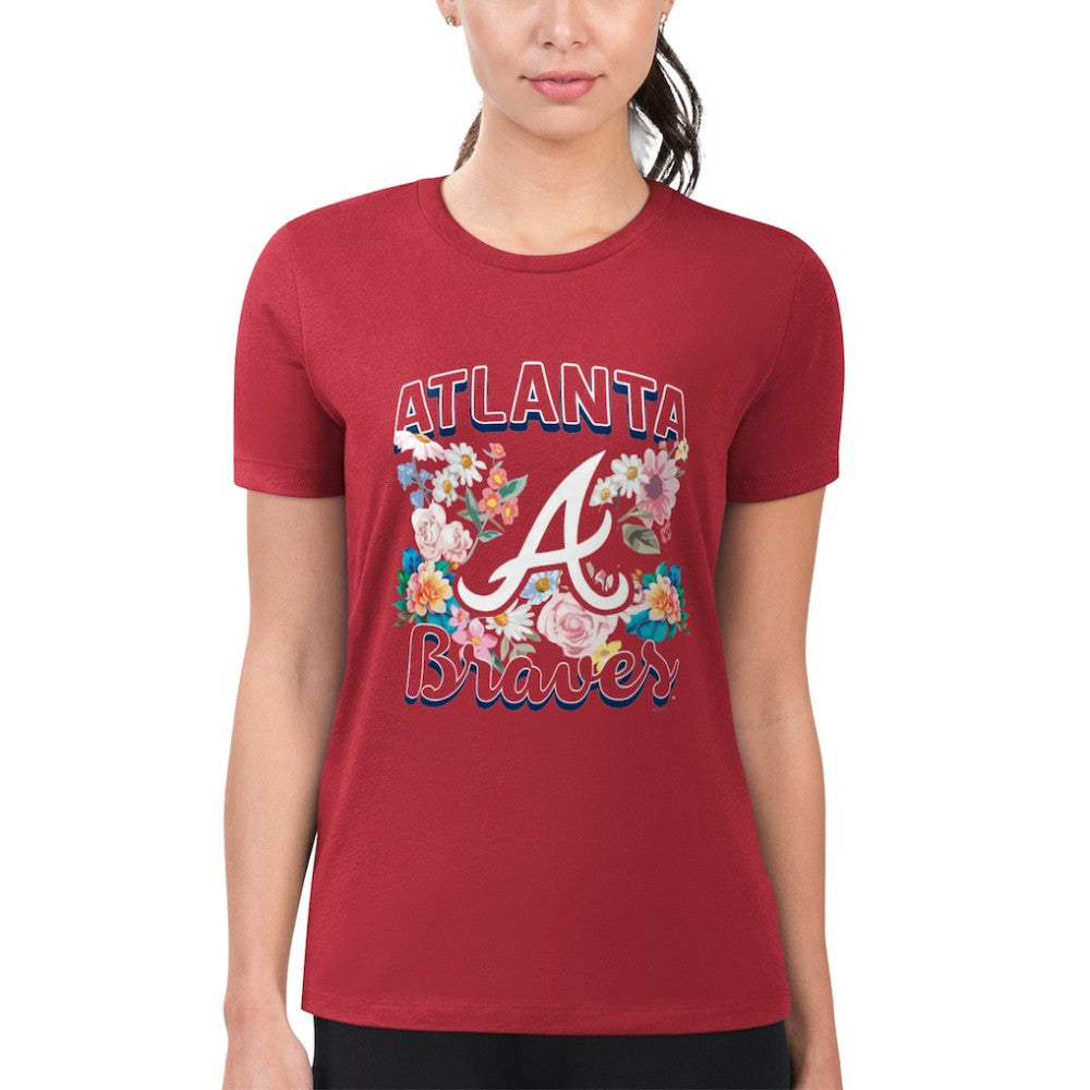 Atlanta Braves G-III 4Her by Carl Banks Women's Super-Slim Fit Lightweight Flowers Graphic T-Shirt Sale