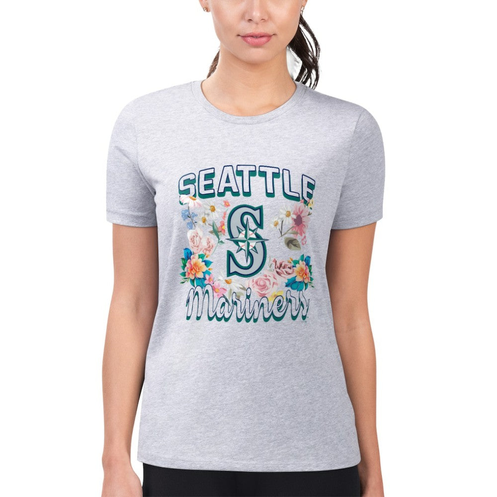 Seattle Mariners G-III 4Her by Carl Banks Women's Super-Slim Fit Lightweight Flowers Graphic T-Shirt Sale