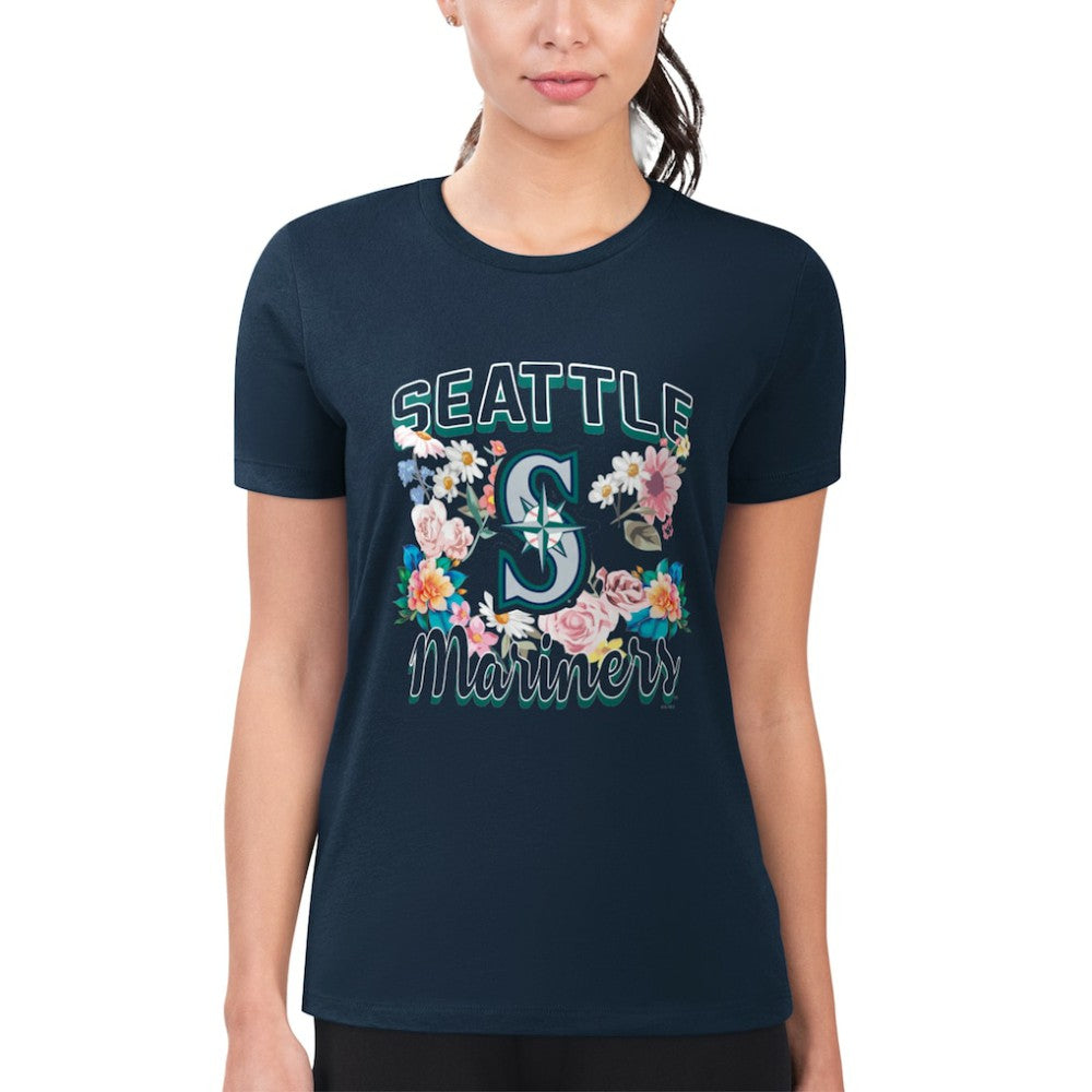 Seattle Mariners G-III 4Her by Carl Banks Women's Super-Slim Fit Lightweight Flowers Graphic T-Shirt Sale