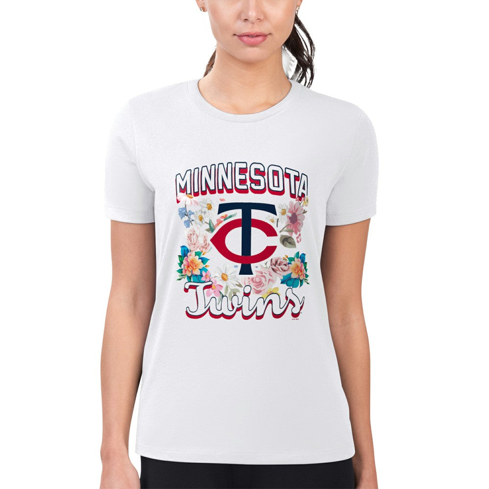 Minnesota Twins G-III 4Her by Carl Banks Women's Super-Slim Fit Lightweight Flowers Graphic T-Shirt Outlet
