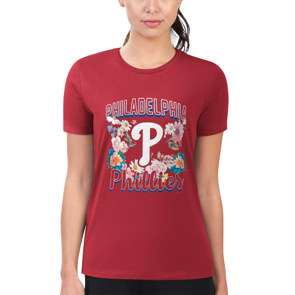 Philadelphia Phillies G-III 4Her by Carl Banks Women's Super-Slim Fit Lightweight Flowers Graphic T-Shirt Discount